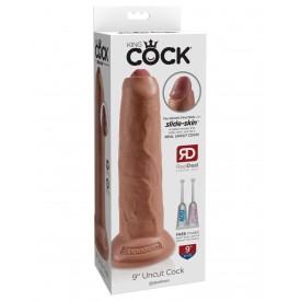 Кофейный необрезанный фаллоимитатор на присоске 9" Uncut Cock - 25,4 см.