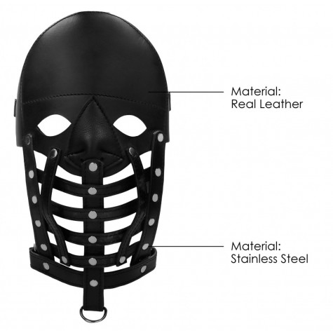 Черная маска-шлем Leather Male Mask